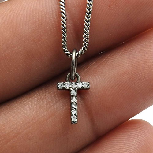 Alphabet Pendant Beautiful Black Rhodium Plated 925 Sterling Silver Diamond Traditional Jewelry