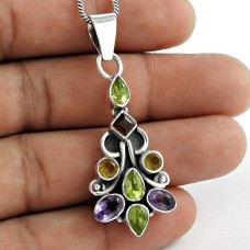 925 Silver Jewelry Traditional Peridot, Garnet, Citrine, Amethyst Gemstone Pendant Al por mayor