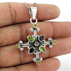 925 Silver Jewelry Ethnic Citrine, Amethyst, Garnet, Peridot Gemstone Pendant Mayorista