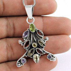 925 Sterling Silver Jewelry Rare Peridot, Amethyst, Garnet, Citrine Gemstone Pendant Proveedor