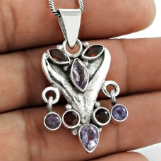 925 Sterling Silver Antique Jewelry Designer Amethyst, Garnet Gemstone Pendant De gros