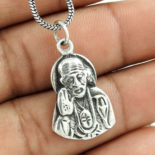 Handmade 925 Sterling Silver Sai Baba Pendant