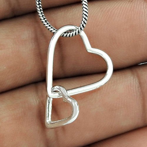 Very Light Handmade 925 Sterling Silver Heart Pendant Manufacturer India