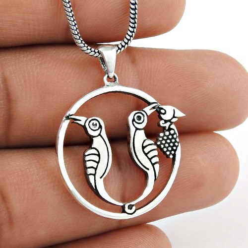 Big Design Handmade 925 Sterling Silver Bird Pendant