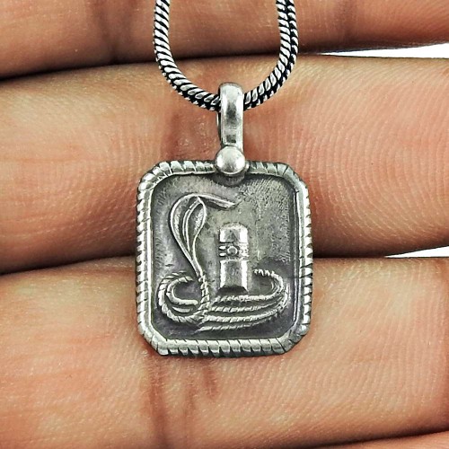 Oxidised Sterling Silver Fashion Jewellery Beautiful Silver Handmade Shivling Pendant