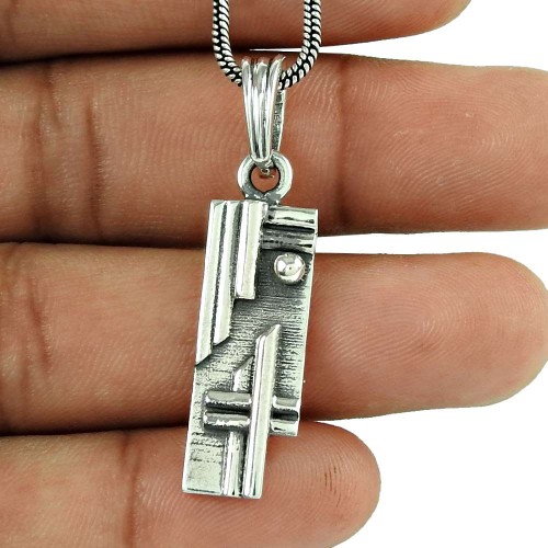 Women Gift HANDMADE 925 Solid Sterling Silver Jewelry Geometric Pendant CE1