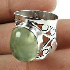 Amusable Prehnite Gemstone Sterling Silver Ring 925 Sterling Silver Jewellery