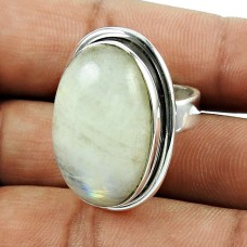 925 Sterling Silver Vintage Jewellery Dainty Rainbow Moonstone Ring