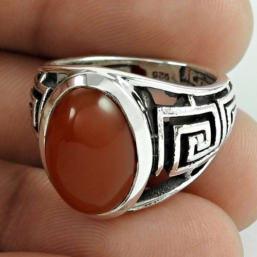 Big Royal Style! 925 Silver Carnelian Ring