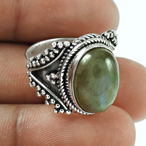 Big Natural!! Labradorite Handmade 925 Sterling Silver Ring