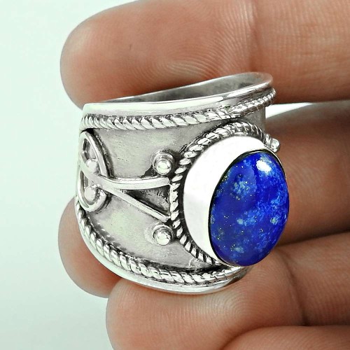 Fabulous Lapis Gemstone 925 Sterling Silver Ring Mayorista