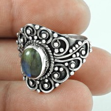 Elegant ! Labradorite Gemstone 925 Sterling Silver Ring Exporter India