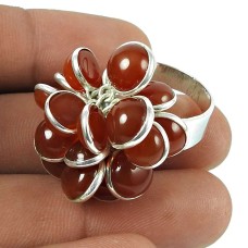 Amusable Carnelian Gemstone Ring 925 Sterling Silver Jewellery