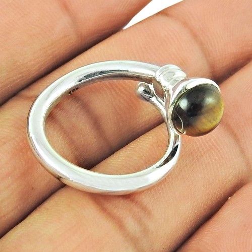 Beautiful Tiger Eye Gemstone 925 Sterling Silver Ring Vintage Jewellery