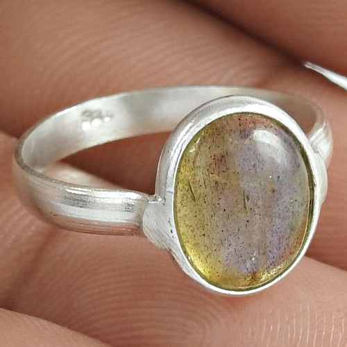 Pretty Labradorite Gemstone 925 Sterling Silver Ring Traditional Jewelry