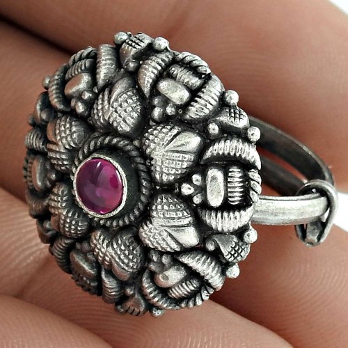 Trendy 925 Sterling Silver Ruby Gemstone Ring Jewelry