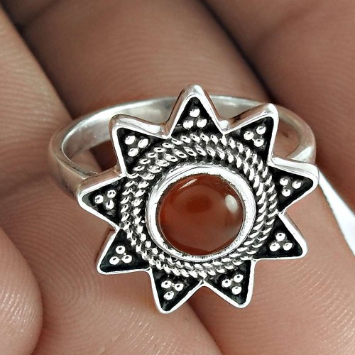 Trendy 925 Sterling Silver Carnelian Gemstone Ring Jewellery