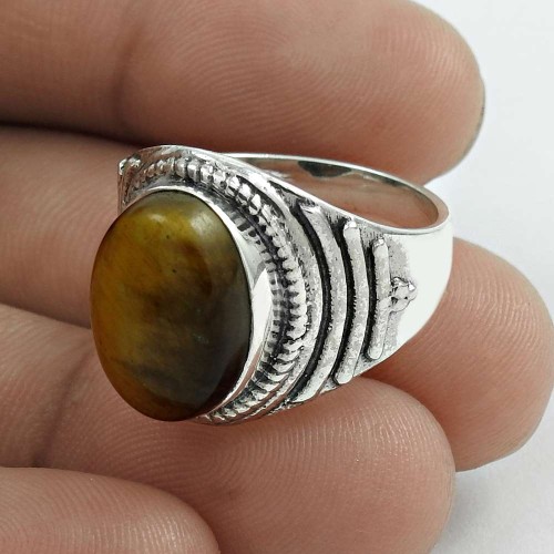 Possessing Good Fortune 925 Sterling Silver Tiger Eye Gemstone Ring Size 7 Traditional Jewelry E83