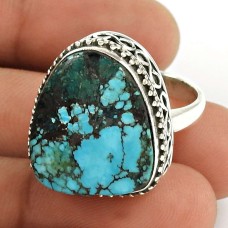 Turquoise Gemstone Ring 925 Sterling Silver Vintage Look Jewelry UJ49