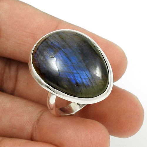 Labradorite Gemstone Ring Size 8 925 Sterling Silver Ethnic Jewelry CB10