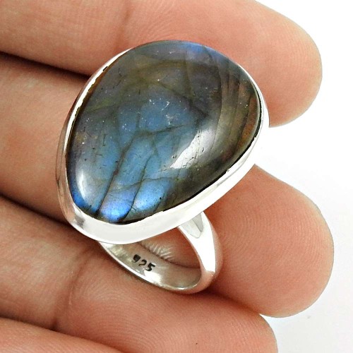 Labradorite Gemstone Ring Size 7 925 Sterling Silver Ethnic Jewelry CB14