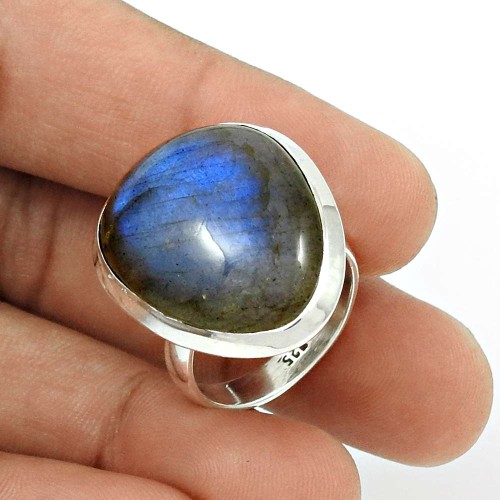 Labradorite Gemstone Ring Size 7 925 Sterling Silver Ethnic Jewelry CB7