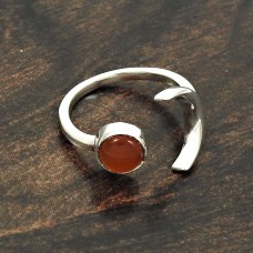 Sightly 925 Sterling Silver Carnelian Gemstone Ring Size 5 Handmade Jewelry B51