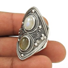 HANDMADE 925 Silver Natural RAINBOW MOONSTONE LABRADORITE Ring Size 7 FF17