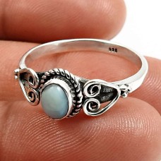 Wedding Gift 925 Sterling Silver Jewelry Larimar Gemstone Ring Size 9 P94