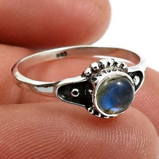 925 Sterling Fine Silver Jewelry Labradorite Gemstone Ring Size 7 Z39