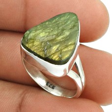 Natural LABRADORITE Rough Stone Ring Size 7.5 925 Silver HANDMADE Jewelry AV12