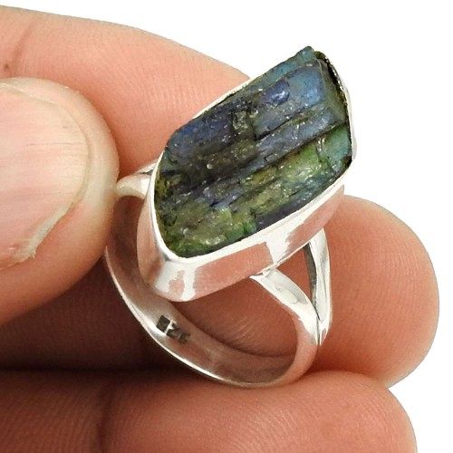 HANDMADE 925 Silver Jewelry Natural LABRADORITE Rough Stone Ring Size 7 AV11