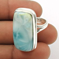 Larimar Gemstone Ring 925 Sterling Silver Stylish Jewelry S17