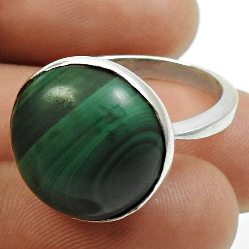 Malachite Gemstone Ring 925 Sterling Silver Ethnic Jewelry K23