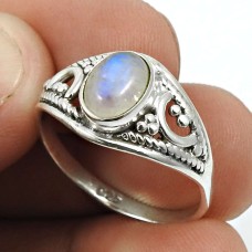 Rainbow Moonstone Gemstone Ring 925 Sterling Silver Stylish Jewelry K30