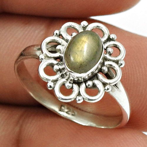 Labradorite Gemstone Ring 925 Sterling Silver Tribal Jewelry T32