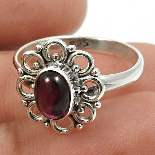 Garnet Gemstone Ring 925 Sterling Silver Handmade Indian Jewelry H33