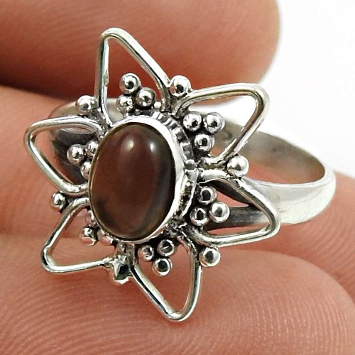 Smoky Quartz Gemstone Ring 925 Sterling Silver Ethnic Jewelry O34