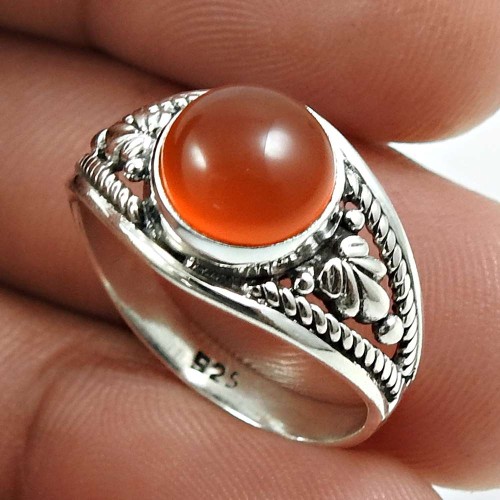 Carnelian Gemstone Ring 925 Sterling Silver Vintage Jewelry U36