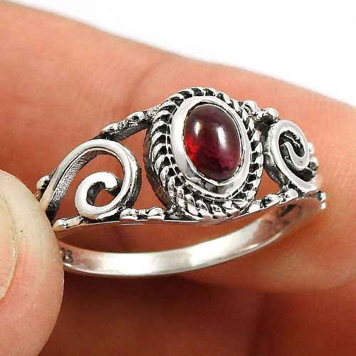 Garnet Gemstone Ring 925 Sterling Silver Stylish Jewelry A50