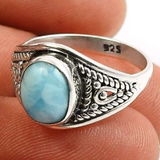 Larimar Gemstone Ring 925 Sterling Silver Handmade Indian Jewelry Z60