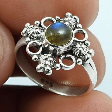 Labradorite Gemstone Ring 925 Sterling Silver Vintage Jewelry C64