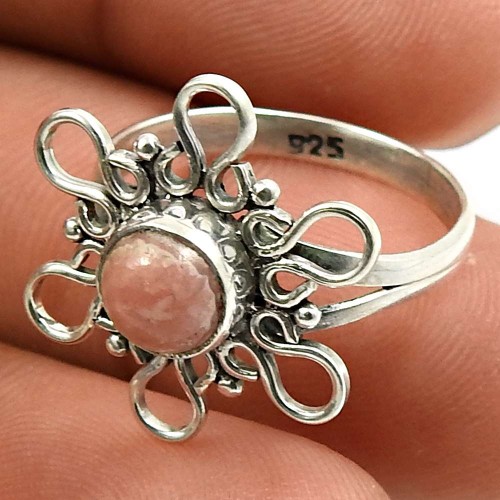 Rhodochrosite Gemstone Ring 925 Sterling Silver Tribal Jewelry D68