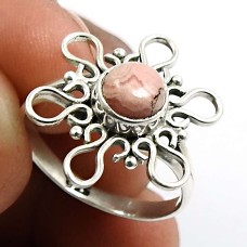 Rhodochrosite Gemstone Ring 925 Sterling Silver Stylish Jewelry C68