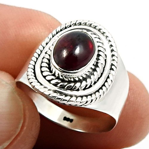 Garnet Gemstone Ring Size 9 925 Solid Sterling Silver Jewelry N44