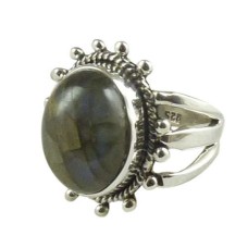 Trendy 925 Sterling Silver Labradorite Gemstone Ring Jewelry