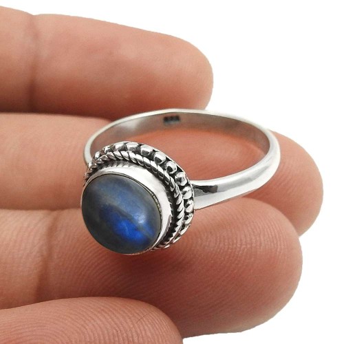 Labradorite Gemstone Handmade Jewelry 925 Sterling Silver Ring Size 7 M10