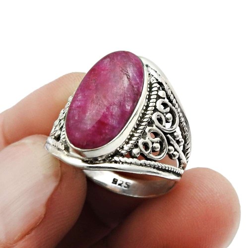 Ruby Gemstone Handmade Ring Size 8.5 925 Sterling Silver Fine Jewelry J15