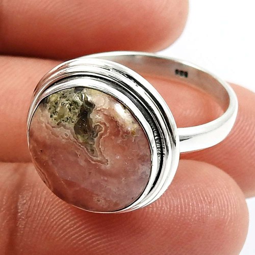 Rhodochrosite Gemstone Jewelry 925 Sterling Silver Ring Size 9 K5