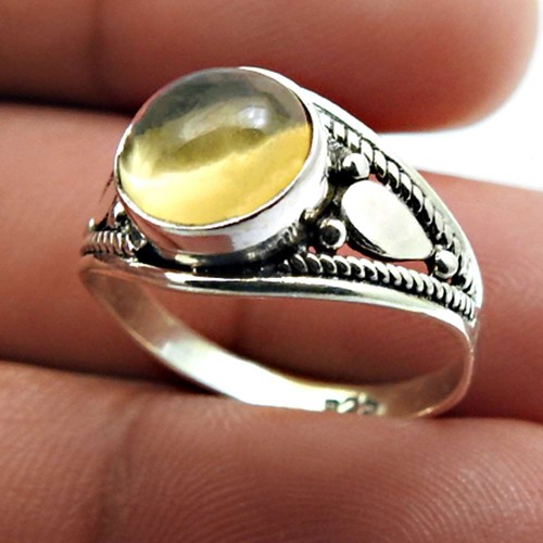 Citrine Gemstone Ring Size 6.5 925 Sterling Silver Fine Jewelry G38